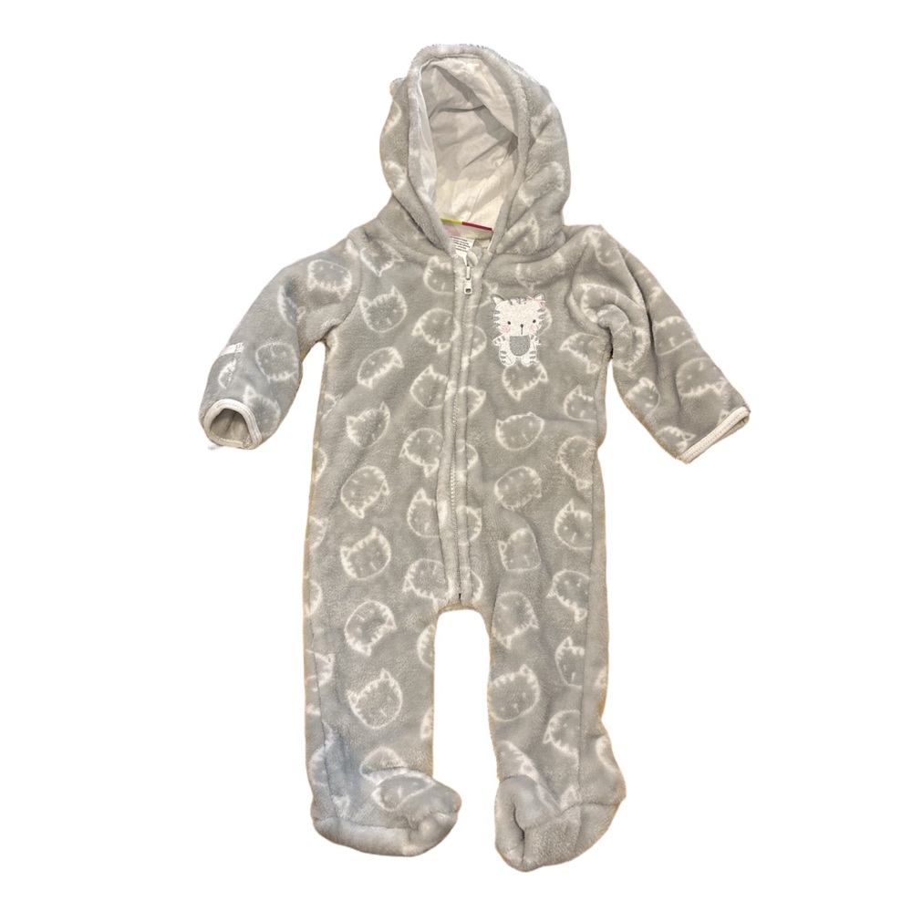 Penelope Mack Gray Cat Patterned Footie